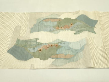 平和屋着物＊夏物　太鼓柄袋帯　絽綴れ　風景文　金糸　正絹　逸品　CABJ1866rv