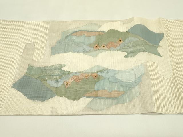 平和屋着物＊夏物　太鼓柄袋帯　絽綴れ　風景文　金糸　正絹　逸品　CABJ1866rv