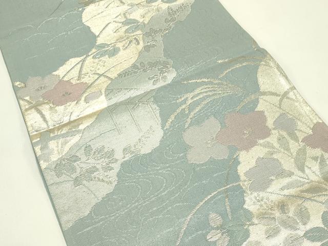 平和屋着物＊夏物　六通柄袋帯　草花文　金銀糸　正絹　逸品　CABJ1867rv