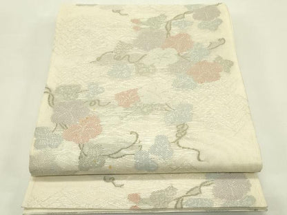 平和屋着物＊夏物　六通柄袋帯　朝顔　銀糸　正絹　逸品　CABJ1869rv