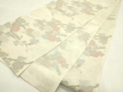 平和屋着物＊夏物　六通柄袋帯　朝顔　銀糸　正絹　逸品　CABJ1869rv