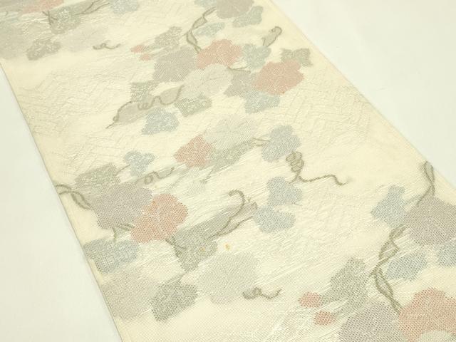 平和屋着物＊夏物　六通柄袋帯　朝顔　銀糸　正絹　逸品　CABJ1869rv