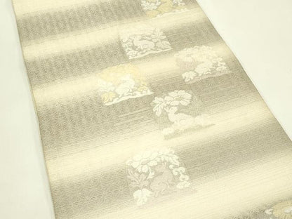 平和屋着物＊夏物　六通柄袋帯　唐織　兎草花文　銀糸　正絹　逸品　CABJ1871rv