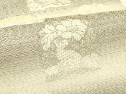 平和屋着物＊夏物　六通柄袋帯　唐織　兎草花文　銀糸　正絹　逸品　CABJ1871rv