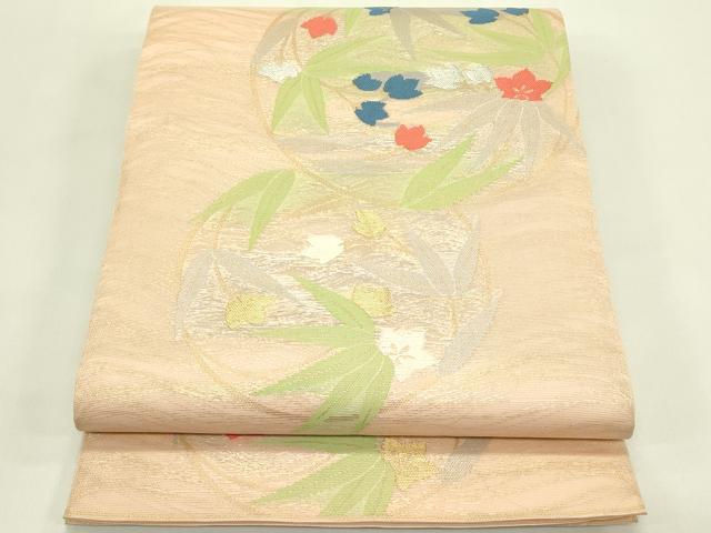 平和屋着物＊夏物　全通柄　本袋帯　草花丸文　金銀糸　正絹　逸品　CABJ1876rv