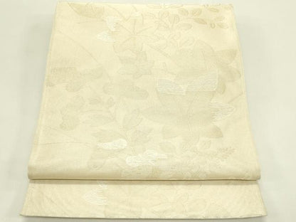 平和屋着物＊夏物　六通柄袋帯　秋草文　金糸　正絹　逸品　未使用　CABJ1877rv