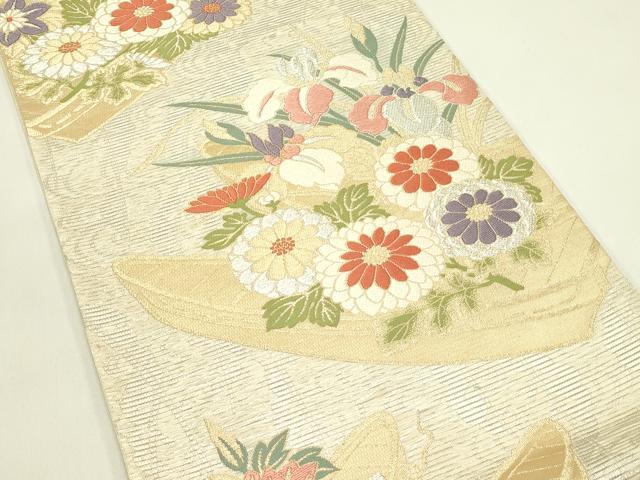 平和屋着物＊夏物　六通柄袋帯　唐織　草花筏文　金銀糸　正絹　逸品　CABJ1880rv