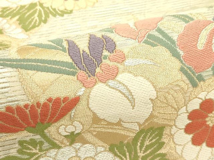 平和屋着物＊夏物　六通柄袋帯　唐織　草花筏文　金銀糸　正絹　逸品　CABJ1880rv