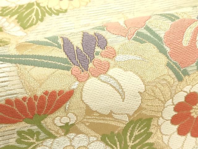 平和屋着物＊夏物　六通柄袋帯　唐織　草花筏文　金銀糸　正絹　逸品　CABJ1880rv