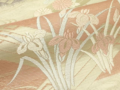 平和屋着物＊夏物　六通柄袋帯　唐織　流水秋草文　金糸　正絹　逸品　CABJ1882rv