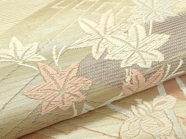 平和屋着物＊夏物　六通柄袋帯　唐織　流水秋草文　金糸　正絹　逸品　CABJ1882rv