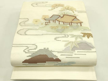 平和屋着物＊夏物　太鼓柄袋帯　絽綴れ　風景文　金銀糸　正絹　逸品　未使用　CABJ1883rv