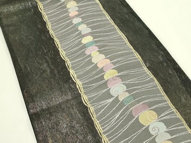 平和屋着物＊夏物　六通柄袋帯　抽象文　金銀糸　正絹　逸品　CABJ1884rv