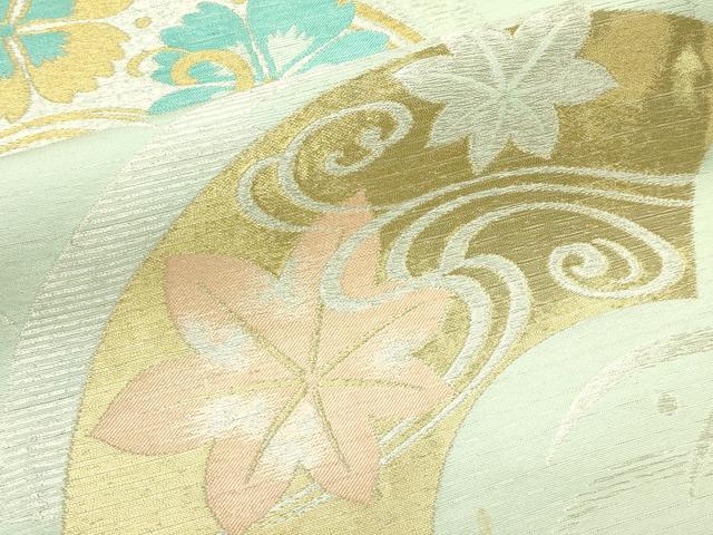 平和屋着物＊夏物　アンティーク　大正ロマン　六通柄袋帯　地紙草花文　金銀糸　CABJ1890rv