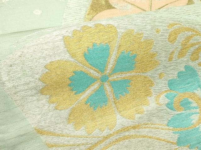 平和屋着物＊夏物　アンティーク　大正ロマン　六通柄袋帯　地紙草花文　金銀糸　CABJ1890rv