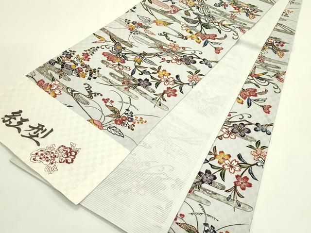 平和屋着物＊夏物　紅型　全通柄袋帯　エ霞草花文　正絹　逸品　未使用　CABJ1893rv