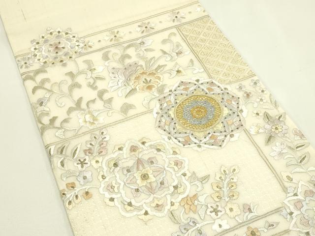 平和屋着物＊夏物　袋帯　総刺繍　中国三大刺繍　スワトウ刺繍　正倉院草花文　金銀糸　正絹　逸品　未使用　CABJ1896rv