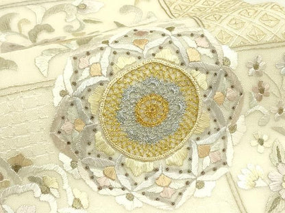 平和屋着物＊夏物　袋帯　総刺繍　中国三大刺繍　スワトウ刺繍　正倉院草花文　金銀糸　正絹　逸品　未使用　CABJ1896rv