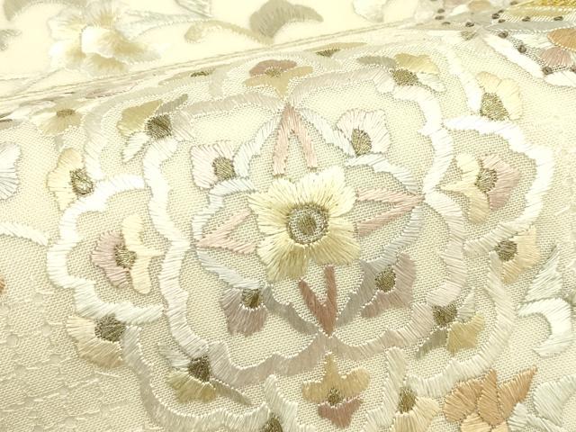 平和屋着物＊夏物　袋帯　総刺繍　中国三大刺繍　スワトウ刺繍　正倉院草花文　金銀糸　正絹　逸品　未使用　CABJ1896rv