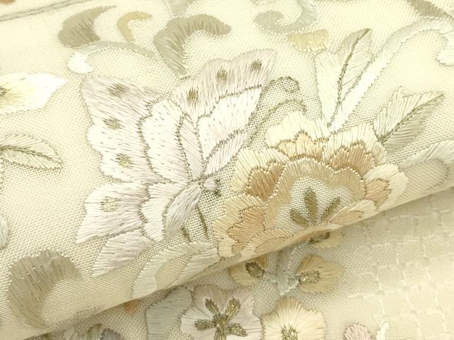 平和屋着物＊夏物　袋帯　総刺繍　中国三大刺繍　スワトウ刺繍　正倉院草花文　金銀糸　正絹　逸品　未使用　CABJ1896rv