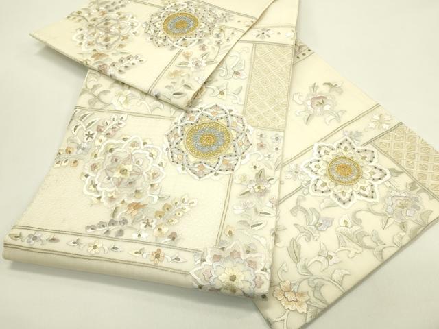 平和屋着物＊夏物　袋帯　総刺繍　中国三大刺繍　スワトウ刺繍　正倉院草花文　金銀糸　正絹　逸品　未使用　CABJ1896rv