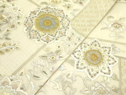 平和屋着物＊夏物　袋帯　総刺繍　中国三大刺繍　スワトウ刺繍　正倉院草花文　金銀糸　正絹　逸品　未使用　CABJ1896rv