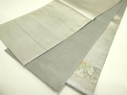 平和屋着物＊夏物　太鼓柄袋帯　絽刺し　区限刺繍　総刺繍　流水蔦の葉文　金銀糸　正絹　逸品　CABJ1897rv