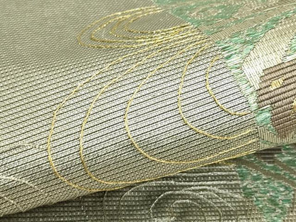 平和屋着物＊夏物　太鼓柄袋帯　絽刺し　区限刺繍　総刺繍　流水蔦の葉文　金銀糸　正絹　逸品　CABJ1897rv