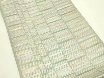 平和屋着物＊夏物　六通柄袋帯　横段文　金銀糸　正絹　逸品　CABJ1898rv