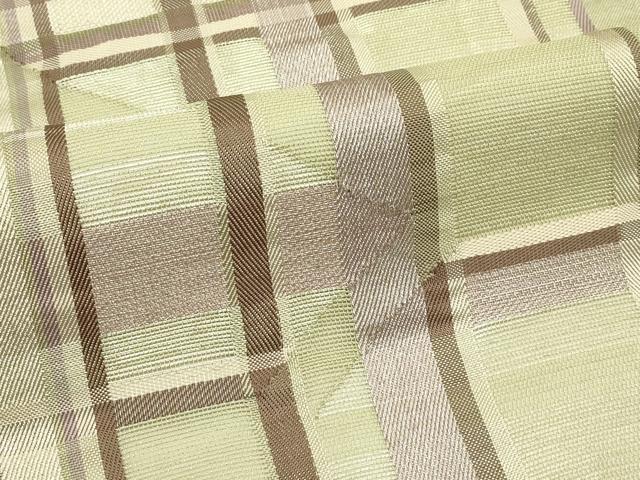 平和屋着物＊夏物　太鼓柄袋帯　幾何学文様　銀糸　正絹　逸品　CABJ1899rv