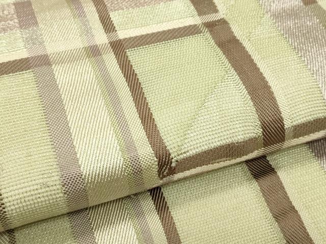 平和屋着物＊夏物　太鼓柄袋帯　幾何学文様　銀糸　正絹　逸品　CABJ1899rv