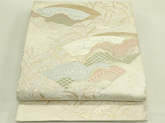 平和屋着物＊夏物　六通柄袋帯　地紙草花文　金銀糸　正絹　逸品　CABJ1906rv