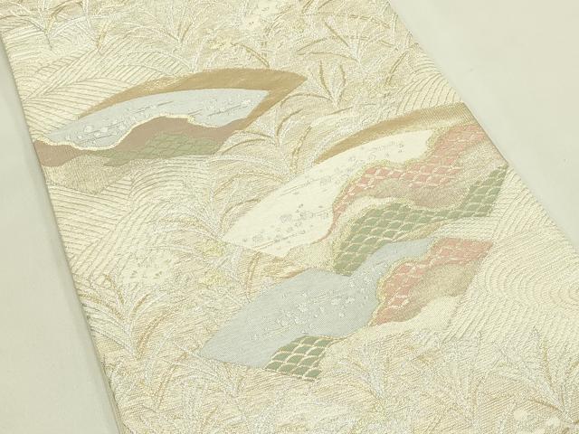 平和屋着物＊夏物　六通柄袋帯　地紙草花文　金銀糸　正絹　逸品　CABJ1906rv