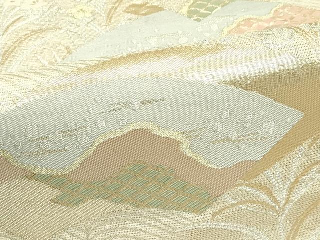 平和屋着物＊夏物　六通柄袋帯　地紙草花文　金銀糸　正絹　逸品　CABJ1906rv