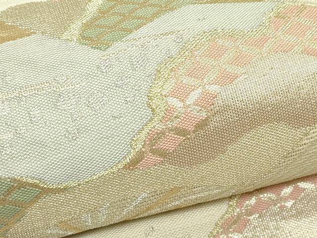 平和屋着物＊夏物　六通柄袋帯　地紙草花文　金銀糸　正絹　逸品　CABJ1906rv