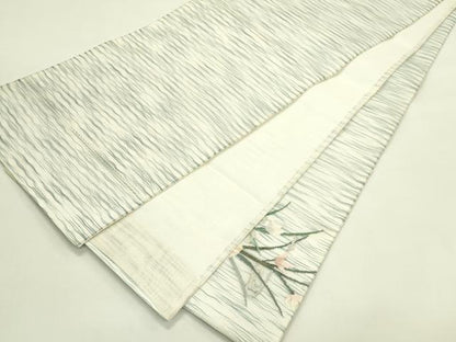 平和屋着物＊夏物　太鼓柄袋帯　すくい織　草花文　金銀糸　正絹　逸品　未使用　CABJ1907rv