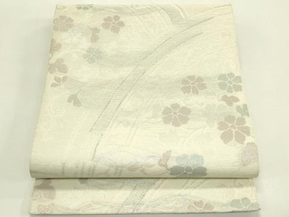 平和屋着物＊夏物　六通柄袋帯　花唐草文　銀糸　正絹　逸品　未使用　CABJ1908rv