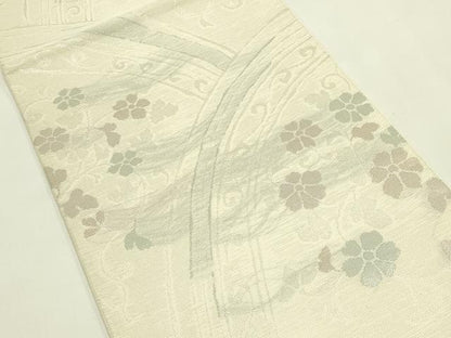 平和屋着物＊夏物　六通柄袋帯　花唐草文　銀糸　正絹　逸品　未使用　CABJ1908rv