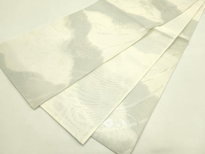 平和屋着物＊夏物　六通柄袋帯　流水絵巻草花文　銀糸　正絹　逸品　未使用　CABJ1911rv