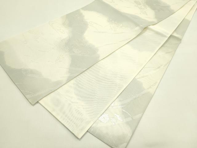 平和屋着物＊夏物　六通柄袋帯　流水絵巻草花文　銀糸　正絹　逸品　未使用　CABJ1911rv