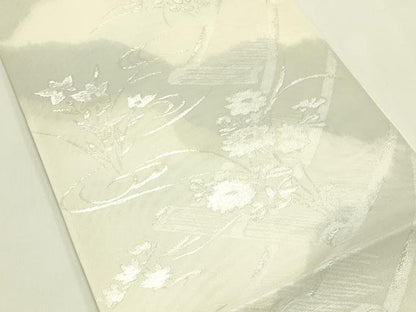 平和屋着物＊夏物　六通柄袋帯　流水絵巻草花文　銀糸　正絹　逸品　未使用　CABJ1911rv