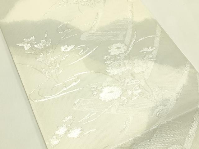 平和屋着物＊夏物　六通柄袋帯　流水絵巻草花文　銀糸　正絹　逸品　未使用　CABJ1911rv