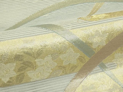 平和屋着物＊夏物　六通柄袋帯　芝草エ霞花文　金銀糸　正絹　逸品　未使用　CABJ1913rv