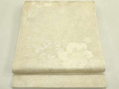 平和屋着物＊夏物　六通柄　本袋帯　草花文　銀糸　証紙付き　正絹　逸品　CABJ1917rv