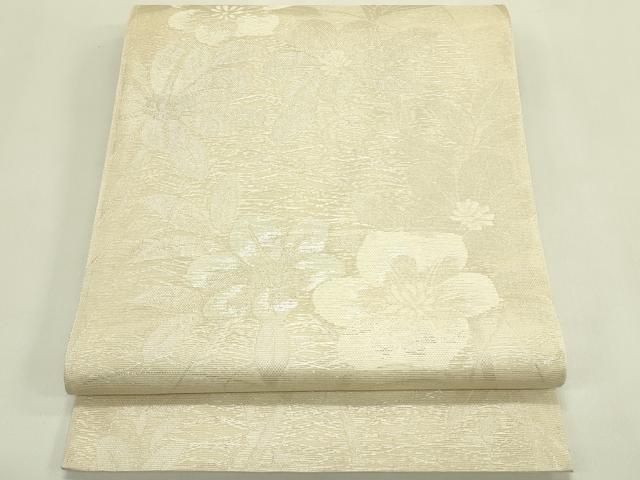 平和屋着物＊夏物　六通柄　本袋帯　草花文　銀糸　証紙付き　正絹　逸品　CABJ1917rv