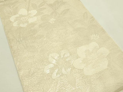 平和屋着物＊夏物　六通柄　本袋帯　草花文　銀糸　証紙付き　正絹　逸品　CABJ1917rv