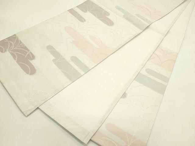 平和屋着物＊夏物　六通柄袋帯　エ霞草木文　銀糸　正絹　逸品　未使用　CABJ1922rv