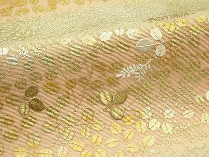 平和屋着物＊夏物　六通柄袋帯　刺繍　紗綾型立波萩文　金銀彩　正絹　逸品　CABJ1931rv