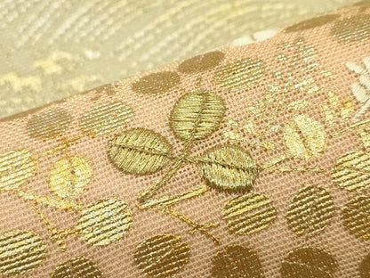 平和屋着物＊夏物　六通柄袋帯　刺繍　紗綾型立波萩文　金銀彩　正絹　逸品　CABJ1931rv