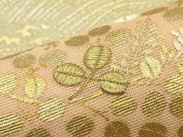 平和屋着物＊夏物　六通柄袋帯　刺繍　紗綾型立波萩文　金銀彩　正絹　逸品　CABJ1931rv